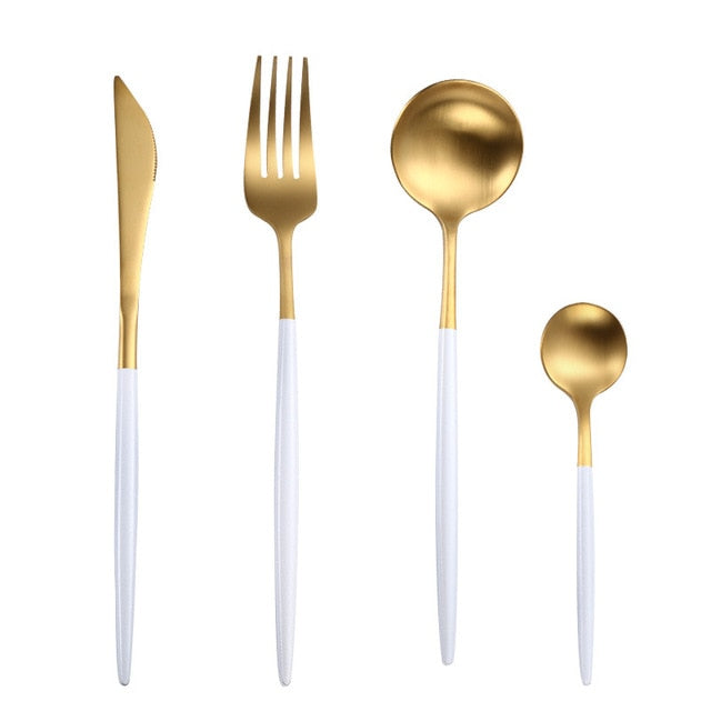 Couverts Oguma blanc & or